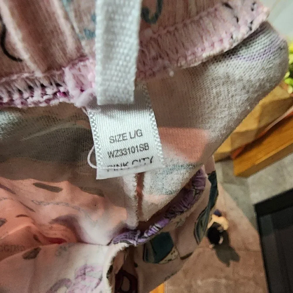 Pink I Love Coffee PJs Wommens Size L